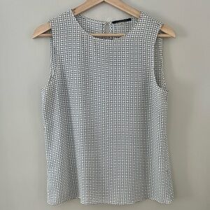 T Tahari  Black and Cream Sleeveless Top